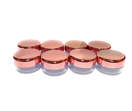 Shree MAHA Empty Rose Gold Cap Transparent Cosmetic Container with Leakproof Inner lids for Lip Balms Lip Scrubs Eyeshadow Makeup  DIY Cosmetics Rose Gold Cap 10 grm Pack of 12  - Image 1