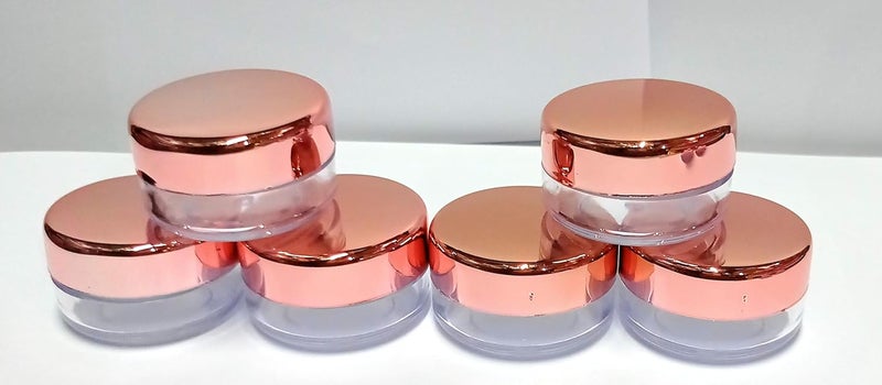 Shree MAHA Empty Rose Gold Cap Transparent Cosmetic Container with Leakproof Inner lids for Lip Balms Lip Scrubs Eyeshadow Makeup  DIY Cosmetics Rose Gold Cap 10 grm Pack of 12  - Image 5