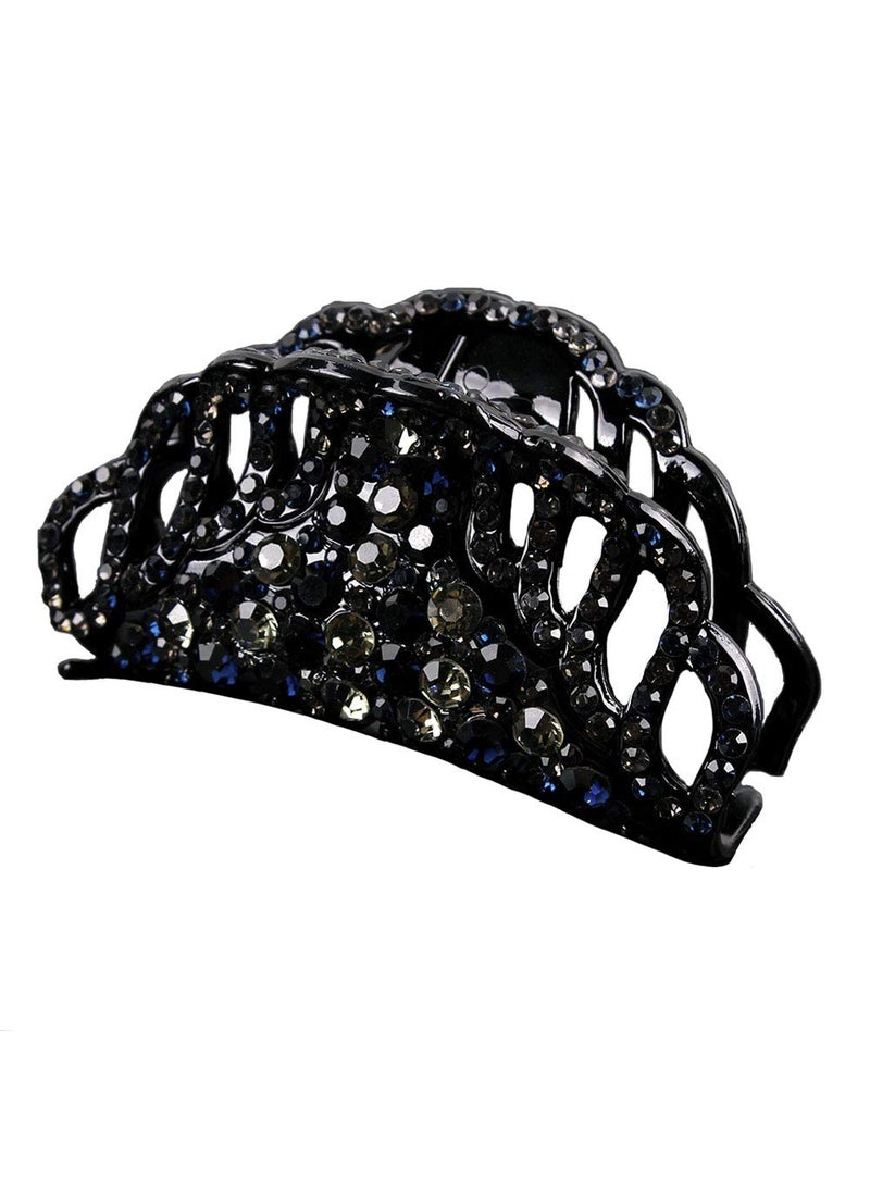 Suoirblss Suoirblss Women Lady Exquisite Crystal Hair Clip Claw Pins Large Fancy Rhinestones Claw Clip Jaw Clips for Thick Hair Ink Blue 