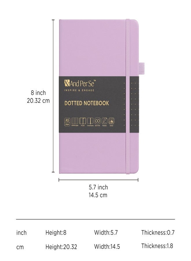 &And Per Se ⩓ Per Se Bullet Dotted Journal Notebook, A5 Leather Hardcover, 176 Numbered Pages 100GSM Thick Dotted Paper, 2 Sheets of Stencils Included - 5.7'' x 8'' (Lavender) - Image 2