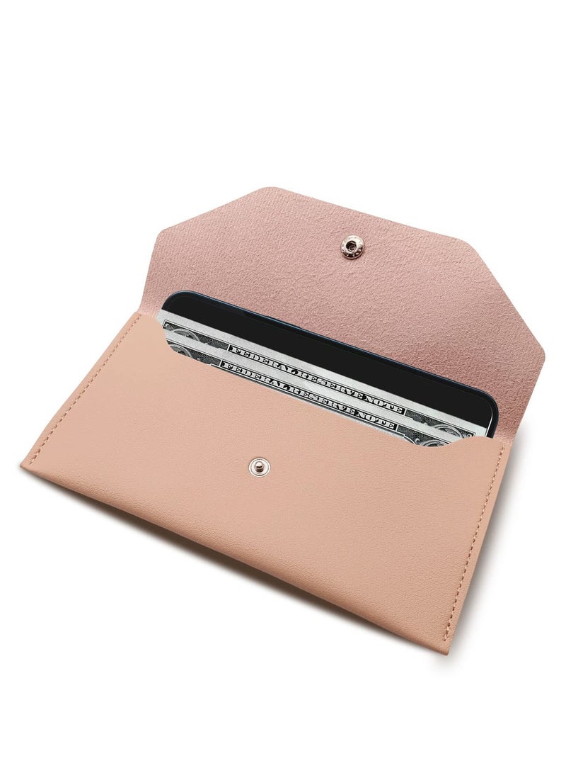 Generic Cash Wallet Money Envelopes For Cash Pu Leather Cash Envelope Wallet Cash Men and Women Envelopes for Budgeting Reusable for Cash Check Billing(Pink)  - Image 1