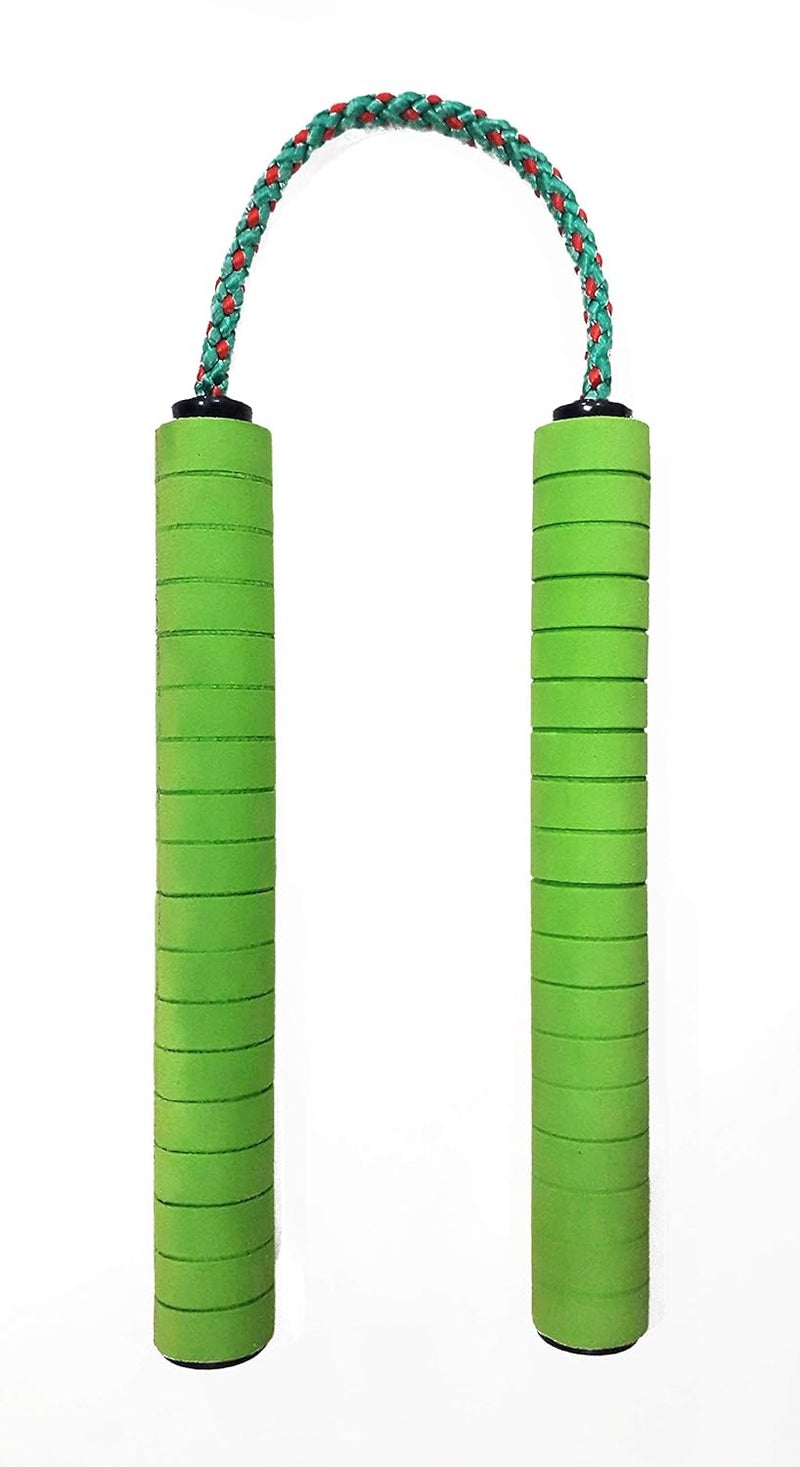 Be Win Martial Art Weapon Foam Handled Ball Bearing Rope Nunchaku (Green) - Image 1