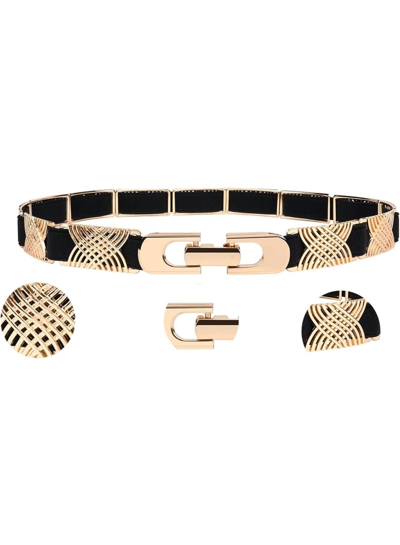 SOLARAE Women Skinny Belts for Dresses, Fashion Dress Belts, Women Dress Belts, Elastic Stretch Waist Belts for women Dresses Suitable for all occasions with Gold Buckle - Image 2