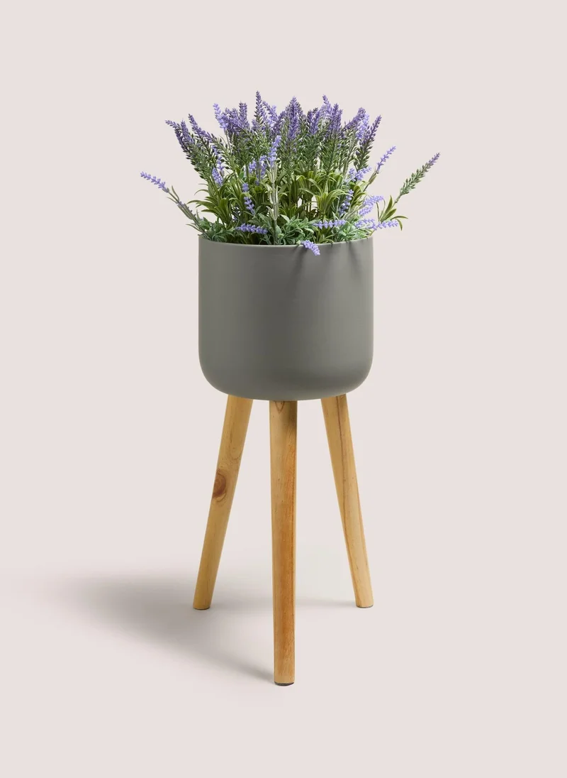 Matalan Grey Metal Wood Leg Planter