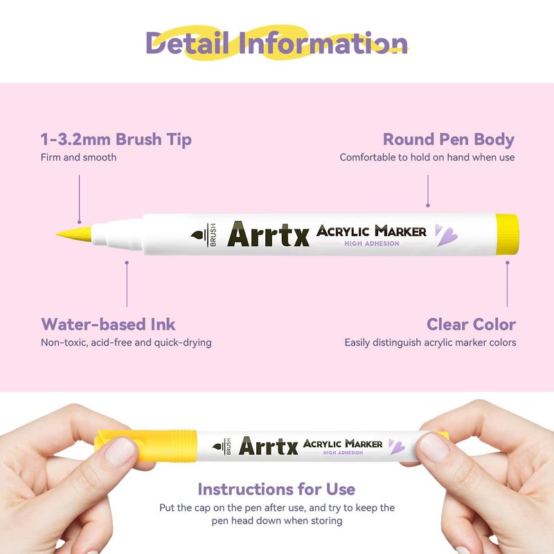 Arrtx 30 Colors Acrylic Paint Pens for Rock Painting, Extra Fine Tip Paint Markers for Rock Painting, Ceramic, Glass, Canvas, Mug, Wood, Easter Egg, Waterproof Paint DIY Crafts Making 30A - Image 2