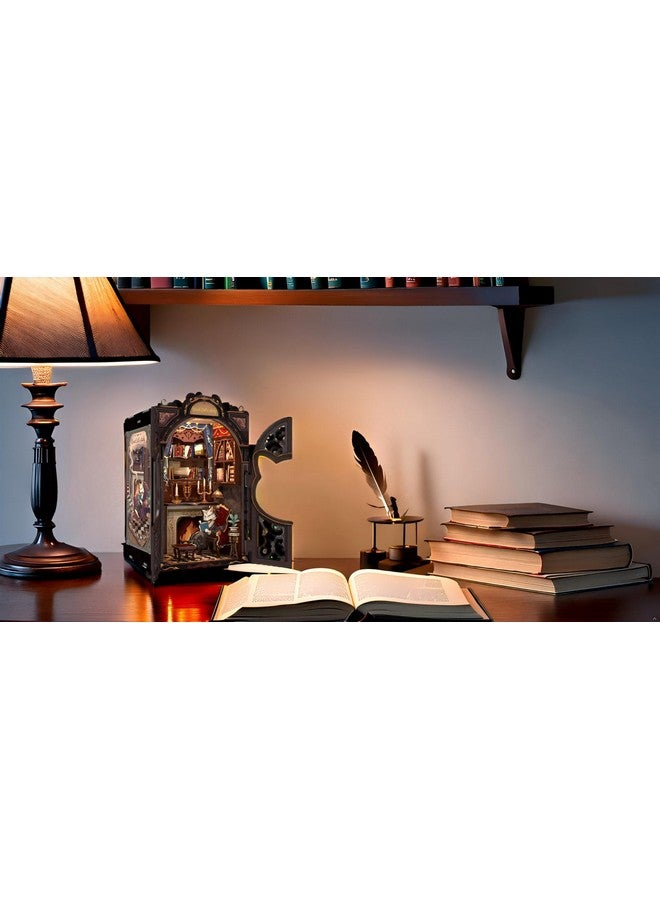 Fsolis Book Nook Kit, Diy Miniature House Kit Puzzle Booknook Mini For Adult Bookshelf Alley Decor For Women Teens Craft Lovers(Count Cat'S Study) - Image 3