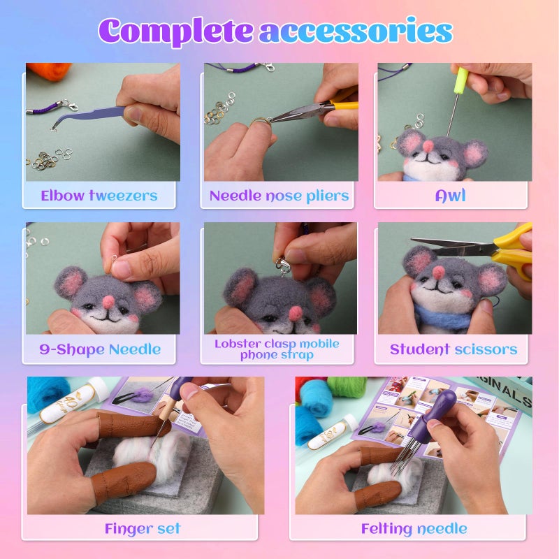 Mayboos Needle Felting Kit, 50 Colors Wool Roving Set, Needle Felting Starter Kit for Beginners with Wool Felting Tool Mat Needle Felting Supplies for DIY Crafts Home Decoration - Image 5