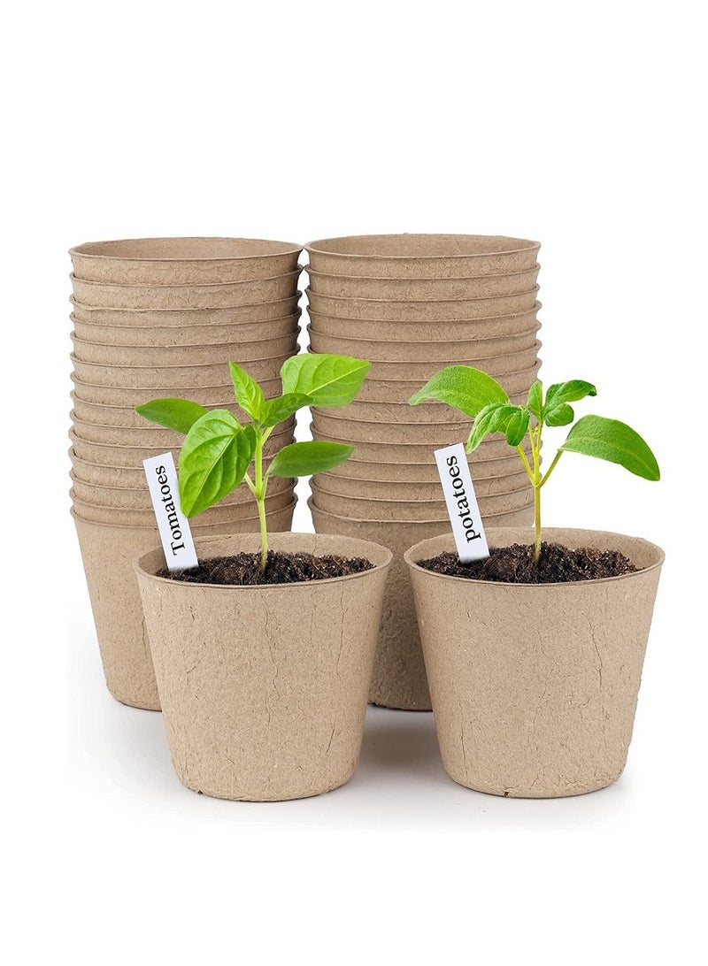 Generic 50PCS Peat Pots Seed Starter Eco-Friendly Enhance Aeration with Plant Tags for Home - Image 1