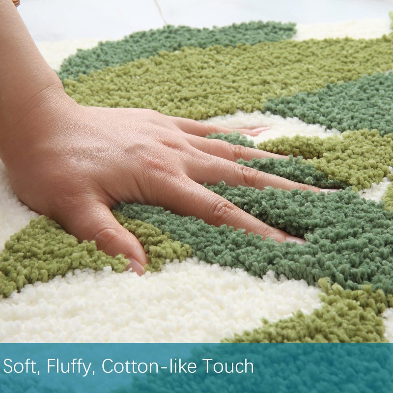 ZebraSmile Bathroom Rugs - Green Bath Rug Non Slip Back Water Aabsorbent Leaves Plush Microfiber Small Bathroom Rug Leaf Shower Mat Cute Green Bath Mat Doormat 17.5 X 25.5 in - Image 5