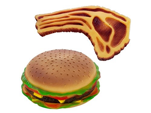 bulk buys Kole KIOD938 Squeaky Hamburger and Steak Dog Toy One Size - Image 1