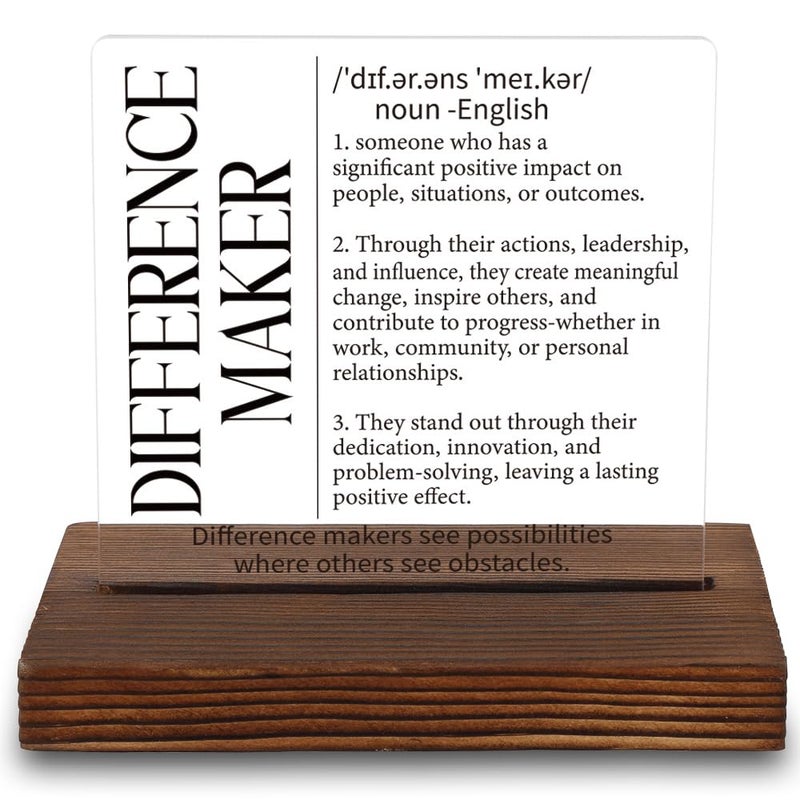 VYNWPDFLI Difference Maker Definition Sign, Inspirational Gift for Leader Mentor Teacher Coach, Appreciation Plaque 4x4 Inch Acrylic Desk Decor,LYY91 - Image 1
