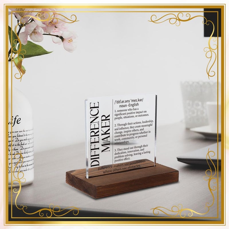 VYNWPDFLI Difference Maker Definition Sign, Inspirational Gift for Leader Mentor Teacher Coach, Appreciation Plaque 4x4 Inch Acrylic Desk Decor,LYY91 - Image 2