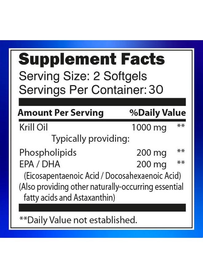Blossom Nature Antarctic Krill Oil 1000mg Softgels with Astaxanthin - Omega-3 EPA & DHA Supplement for Heart, Brain, and Joint Health in Form of Phospholipids- 60 Vanilla-Flavored Softgels - Image 2