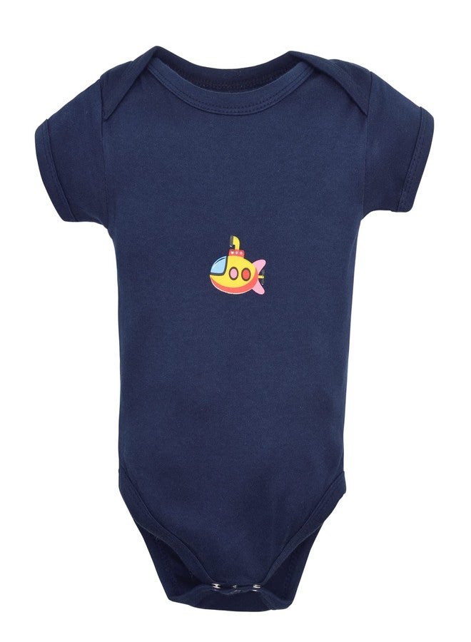 Magic Town® 100% Cotton Unisex Half Sleeve Baby Bodysuit for Kids and Infants Set of 3 (Blue) (3-6 Months) - Image 4