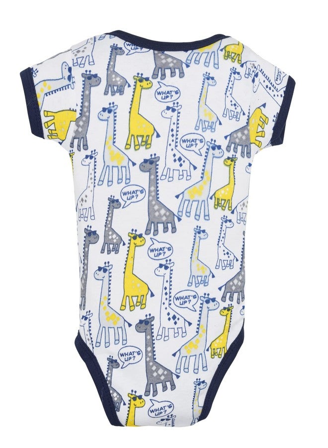 Magic Town® 100% Cotton Unisex Half Sleeve Baby Bodysuit for Kids and Infants Set of 3 (Blue) (3-6 Months) - Image 3