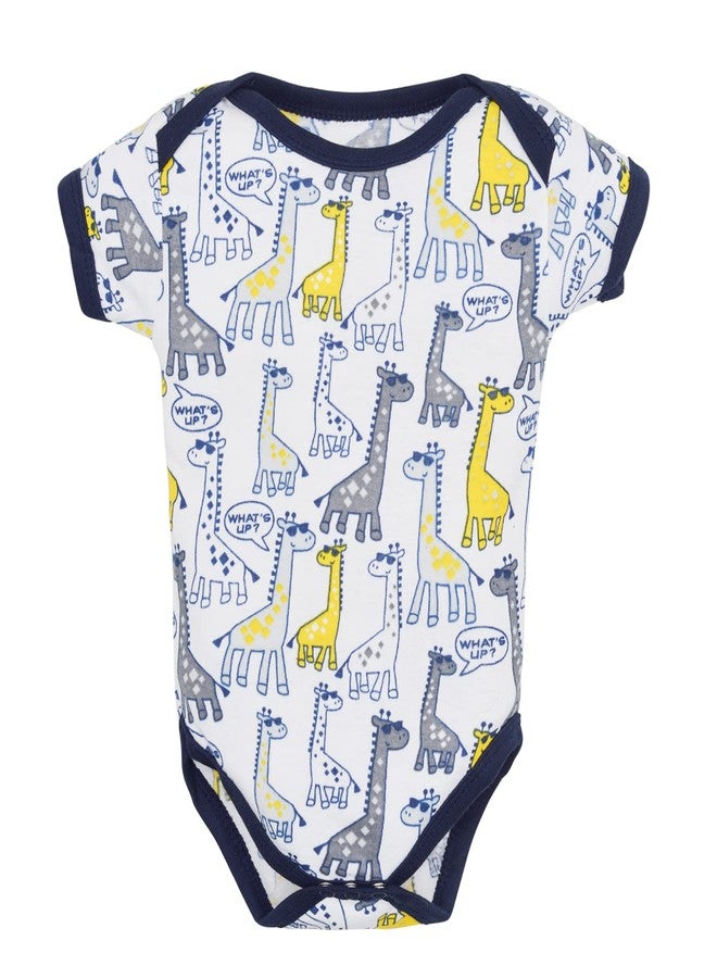 Magic Town® 100% Cotton Unisex Half Sleeve Baby Bodysuit for Kids and Infants Set of 3 (Blue) (3-6 Months) - Image 2