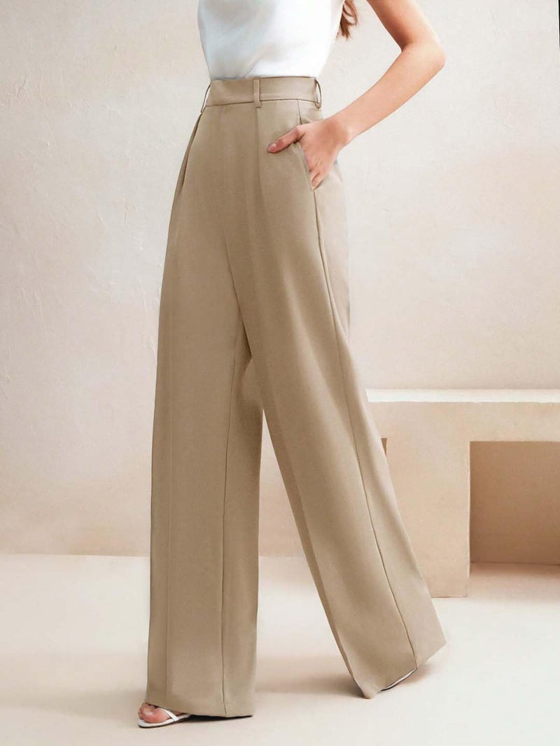 Kotty Korean Wide Leg Beige Pants for Women Fashion Wear (Beige,S)-KOTTYWOMENSPANT843S - Image 3
