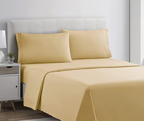 Clara Clark 4Piece California King Bed Sheets Set, Deep Pocket, Microfiber, Camel Gold - Image 2