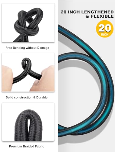 LUMITECO 20'' Tire Inflator Hose Adapter, Lock On Air Chuck w/Converting Nuts & Presta Valve Adaptor for Air Compressor, Schrader Valve Adapter for Tire Pump's Twist On Convert to Lock On Connection - Image 4