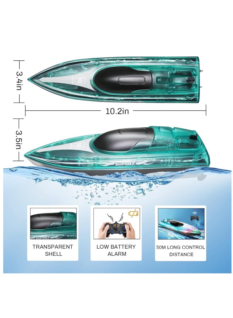 KASTWAVE RC Boat with LED Lights, Remote Control Boat Kids, Toy Water Boat, 2 Hour Endurance Remote Control Boat for Pool with 2 Rechargeable Batteries, for Pools and Lakes, Pool Toys, Capsize Recovery - Image 5