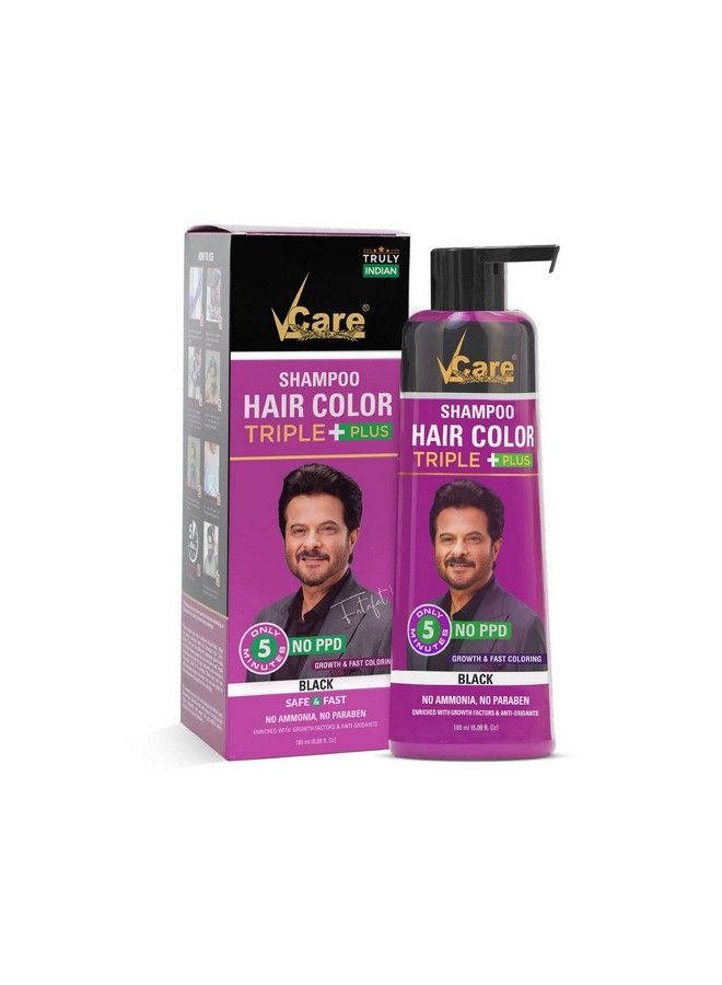 VCare شامبو تلوين الشعر شامبو أسود 180 مل للنساء والرجال؛ مجموعة تلوين جذور الشعر في 5 دقائق فقط؛ بدون بارابين وأمونيا وكبريتات؛ لون شعر مثل الصالون في المنزل (عبوة من قطعتين) - Image 3