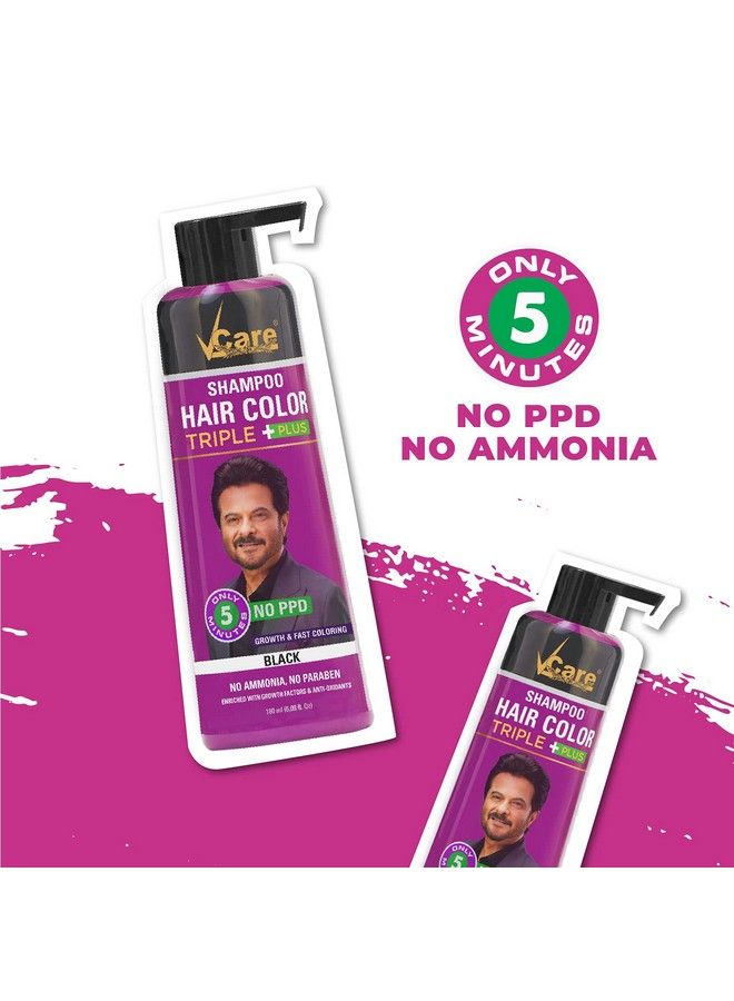 VCare شامبو تلوين الشعر شامبو أسود 180 مل للنساء والرجال؛ مجموعة تلوين جذور الشعر في 5 دقائق فقط؛ بدون بارابين وأمونيا وكبريتات؛ لون شعر مثل الصالون في المنزل (عبوة من قطعتين) - Image 4