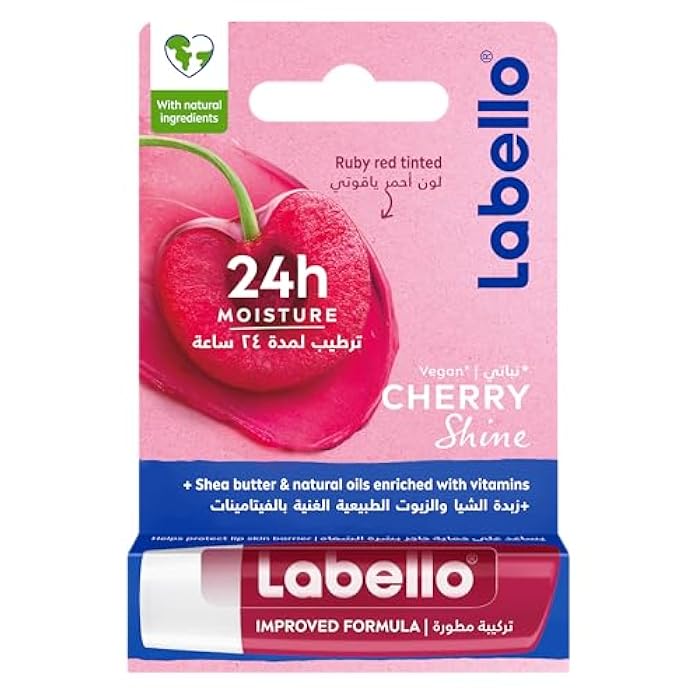 Labello Lip Balm, Moisturising Lip Care, Cherry Shine 4.8g - Image 1
