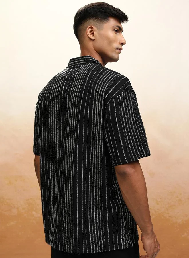 HIGHLANDER HIGHLANDER Striped Oversized Collared Shirt