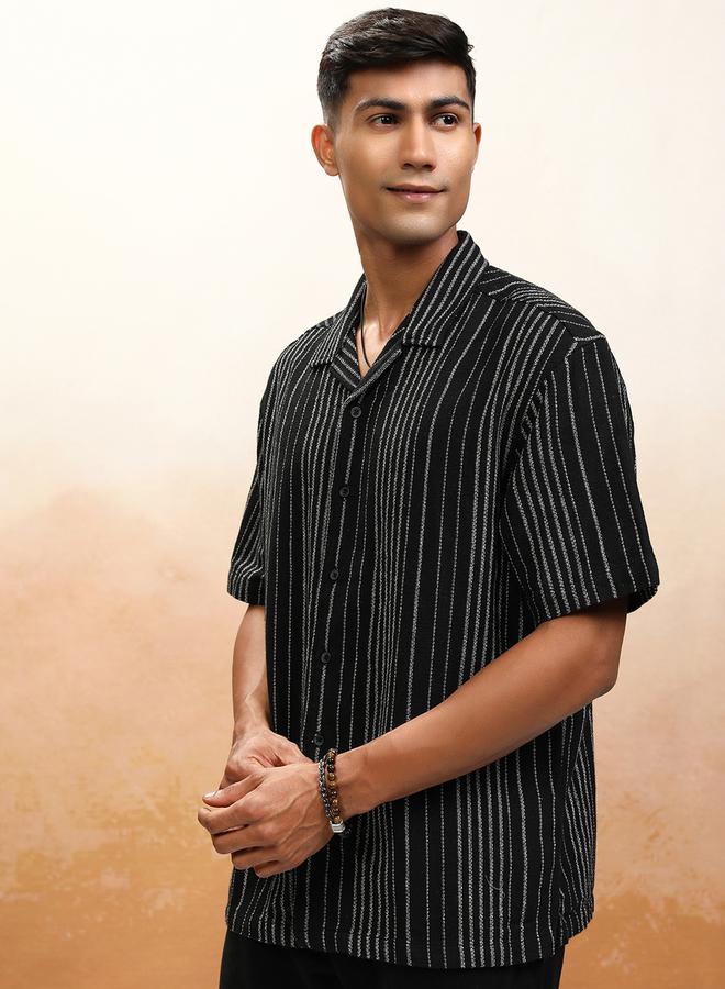 HIGHLANDER Striped Oversized Collared Shirt - Image 4