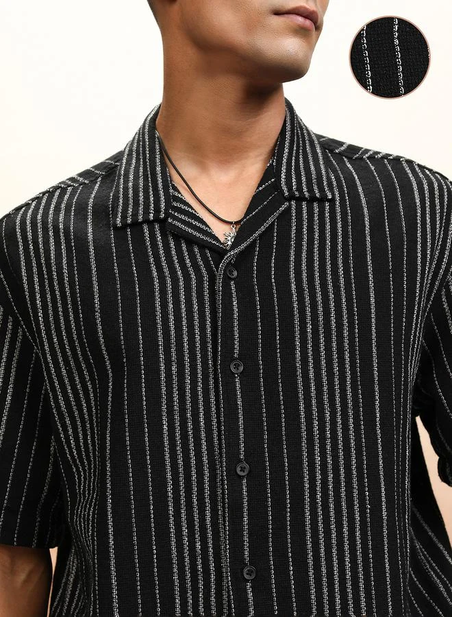 HIGHLANDER HIGHLANDER Striped Oversized Collared Shirt