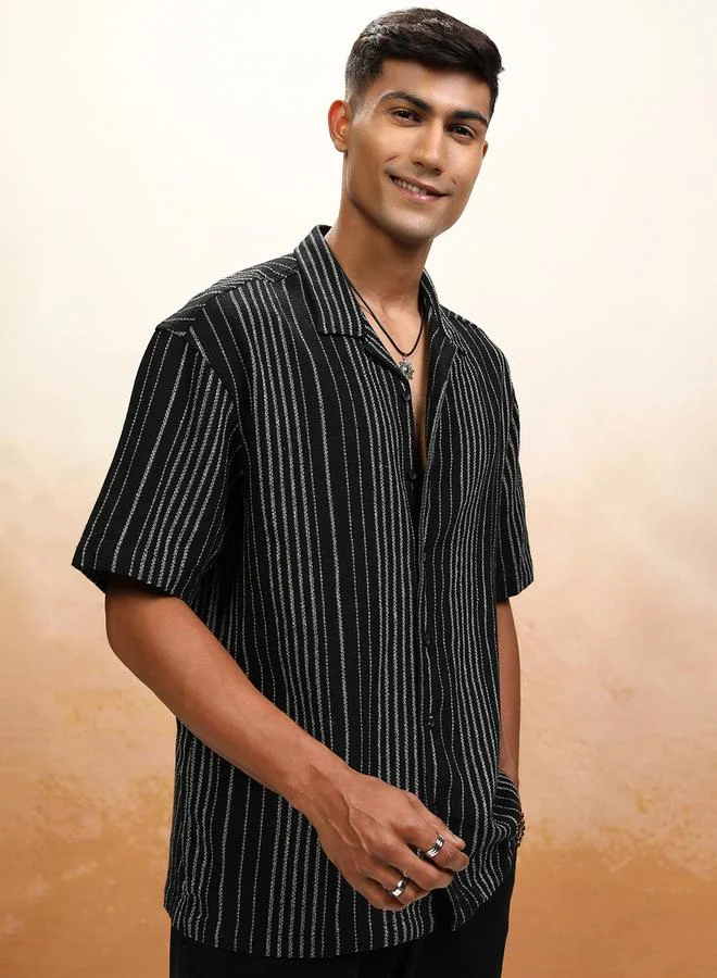 HIGHLANDER HIGHLANDER Striped Oversized Collared Shirt