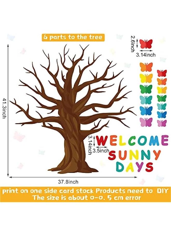 Arabest 128 Pcs erfly Tree Bulletin Board Decorations Spring Classroom Bulletin Board Sets Welcome Sunny Days Back to School Cutouts for Wall Background Chalkboard Supplies  - Image 2