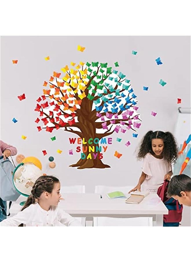Arabest 128 Pcs erfly Tree Bulletin Board Decorations Spring Classroom Bulletin Board Sets Welcome Sunny Days Back to School Cutouts for Wall Background Chalkboard Supplies  - Image 3