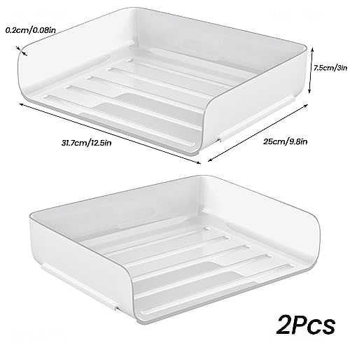 Tomorotec Desk Letter Tray Set, A4 Size White Stackable Document Organizer Office Desktop File Paper Holder Book Storage Rack Side Load Anti-Skid Stacking Support Convex Bottom (2X Landscape) - Image 5