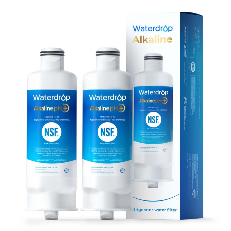 Waterdrop Alkaline DA97-17376B Water Filter, Enhances pH, Replacement for SamsungÂ® HAF-QIN/EXP, DA97-08006C, RF28R7201SR, RF28R7351SG, WD-F45-AL, 2 Filters - Image 1