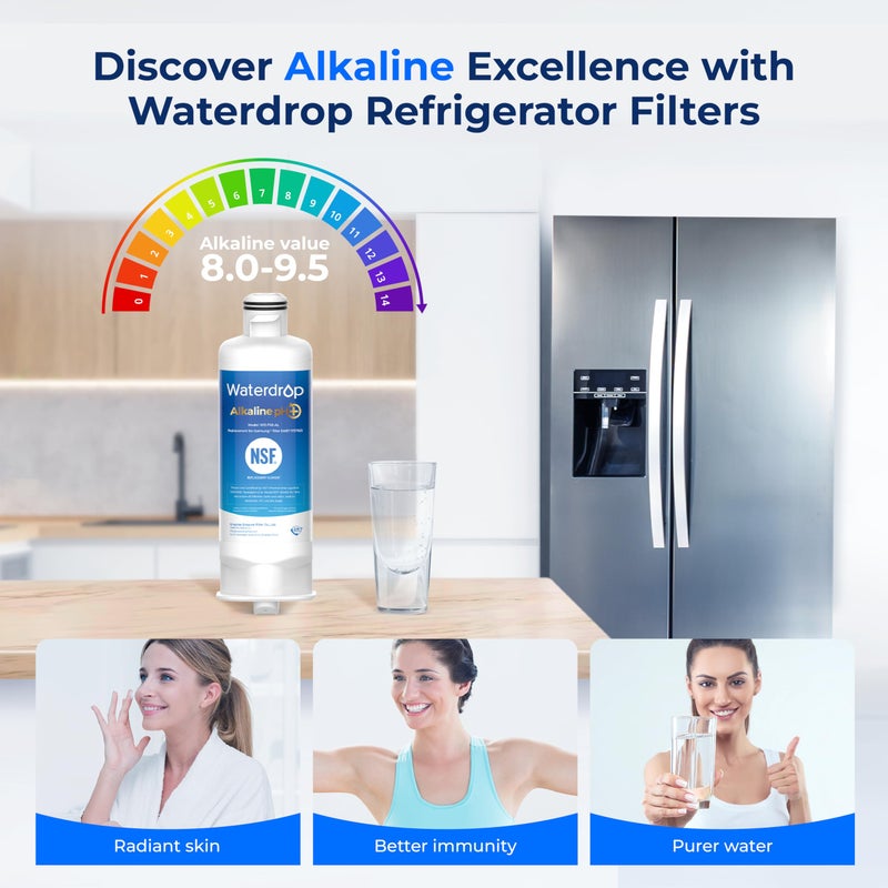 Waterdrop Alkaline DA97-17376B Water Filter, Enhances pH, Replacement for SamsungÂ® HAF-QIN/EXP, DA97-08006C, RF28R7201SR, RF28R7351SG, WD-F45-AL, 2 Filters - Image 3