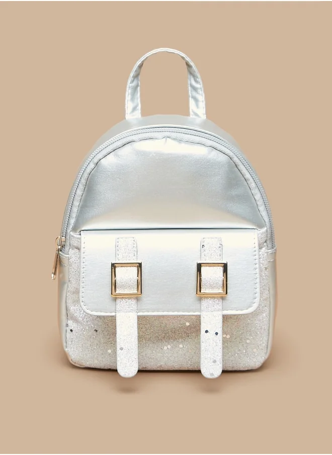 فلورا بيلا من شو إكسبرس Glittery Backpack with Adjustable Straps and Zip Closure