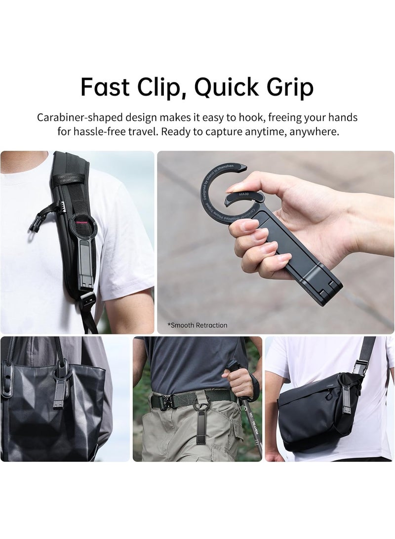 ULANZI MA30 Magnetic Phone Tripod Stand for iPhone - Aluminium Smartphone Mini Tripod Foldable Pocket Cell Phone Stand Dual-Sided Magnet Quick Mount Compatible with iPhone 16 15 14 13 12 (Black) - Image 4