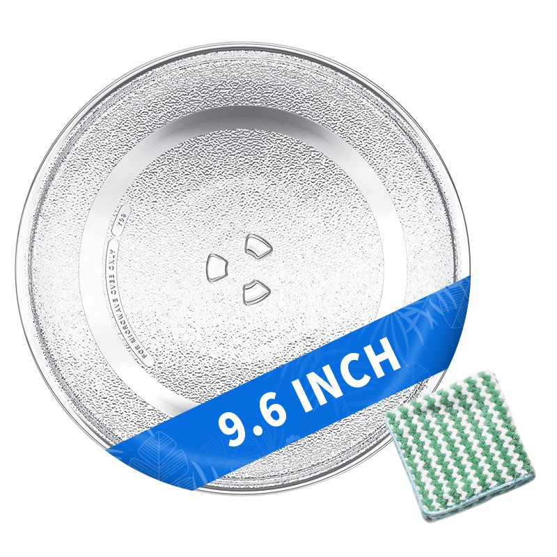 Yibracki 96 Microwave Plate Replacement Microwave Glass Turntable Plate for LG GE Magic Chef Hotpoint Panasonic Kenmore etc  96  245cm Microwaves Tray Replacement Glass Plates with Cleaning Cloth 