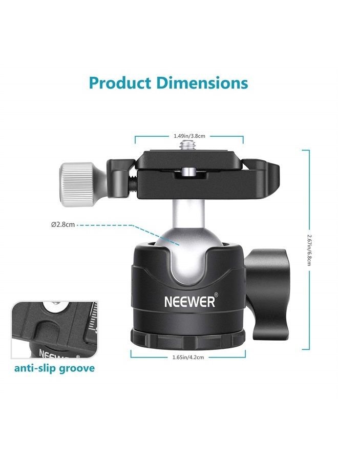 NEEWER 28mm Low Profile Tripod Ball Head 360° Panoramic Rotating with 1/4" Arca Type Quick Release Plate and Bubble Level for DSLR Cameras Tripods Monopods Slider, Max Load: 6.6lb/3kg - Image 3