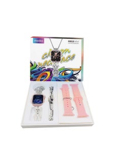 modio Modio MW 18 Mini 36 mm HD Display Smart Watch with 2 Pair Strap and Stylish Chain Necklace and Bracelet with Wireless Charger Pink  - Image 1