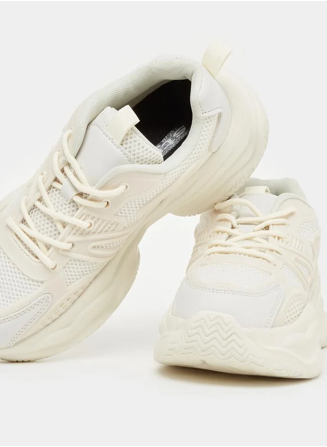 Styli Mesh Chunky Sole Lace-Up Sneakers
