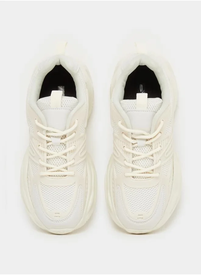 Styli Mesh Chunky Sole Lace-Up Sneakers