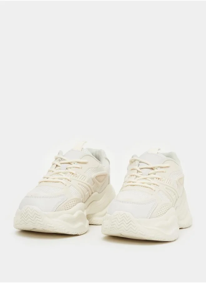 Styli Mesh Chunky Sole Lace-Up Sneakers