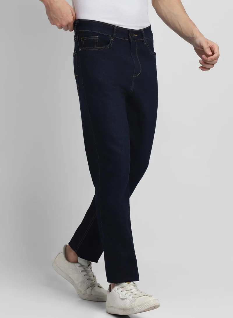 Dennis Lingo Men's Indigo 100% Cotton Solid Full Length Straight Fit Jeans