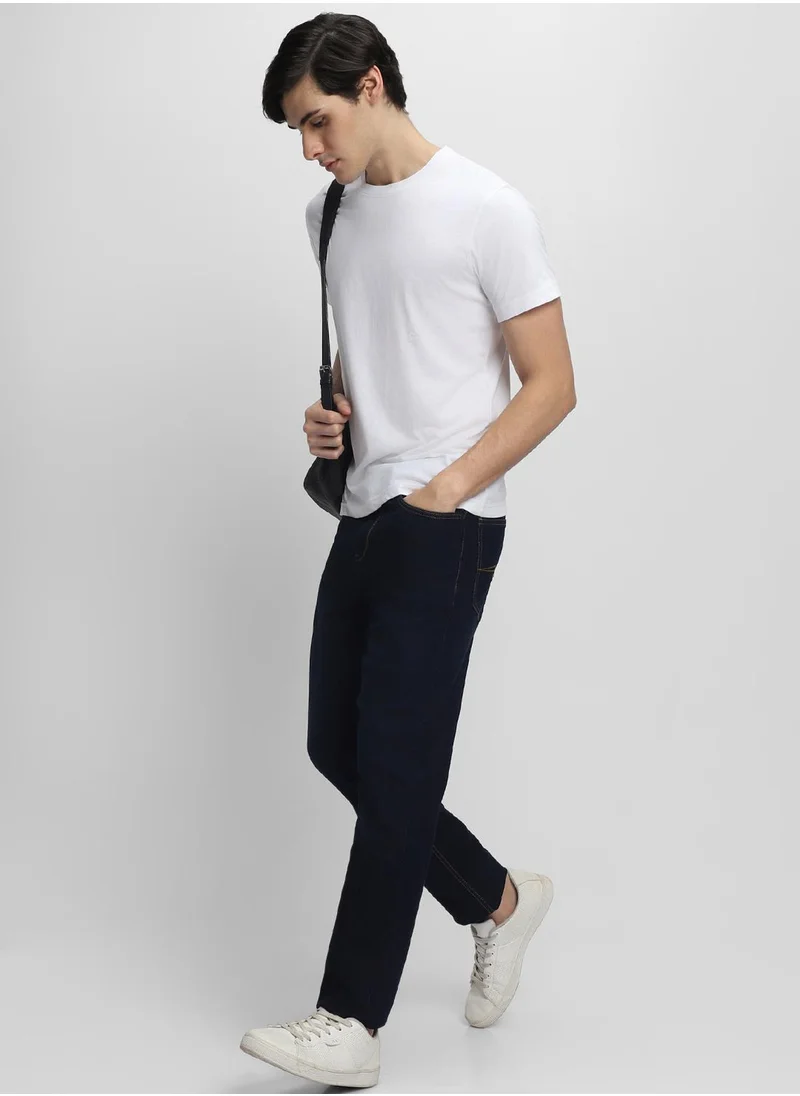 Dennis Lingo Men's Indigo 100% Cotton Solid Full Length Straight Fit Jeans