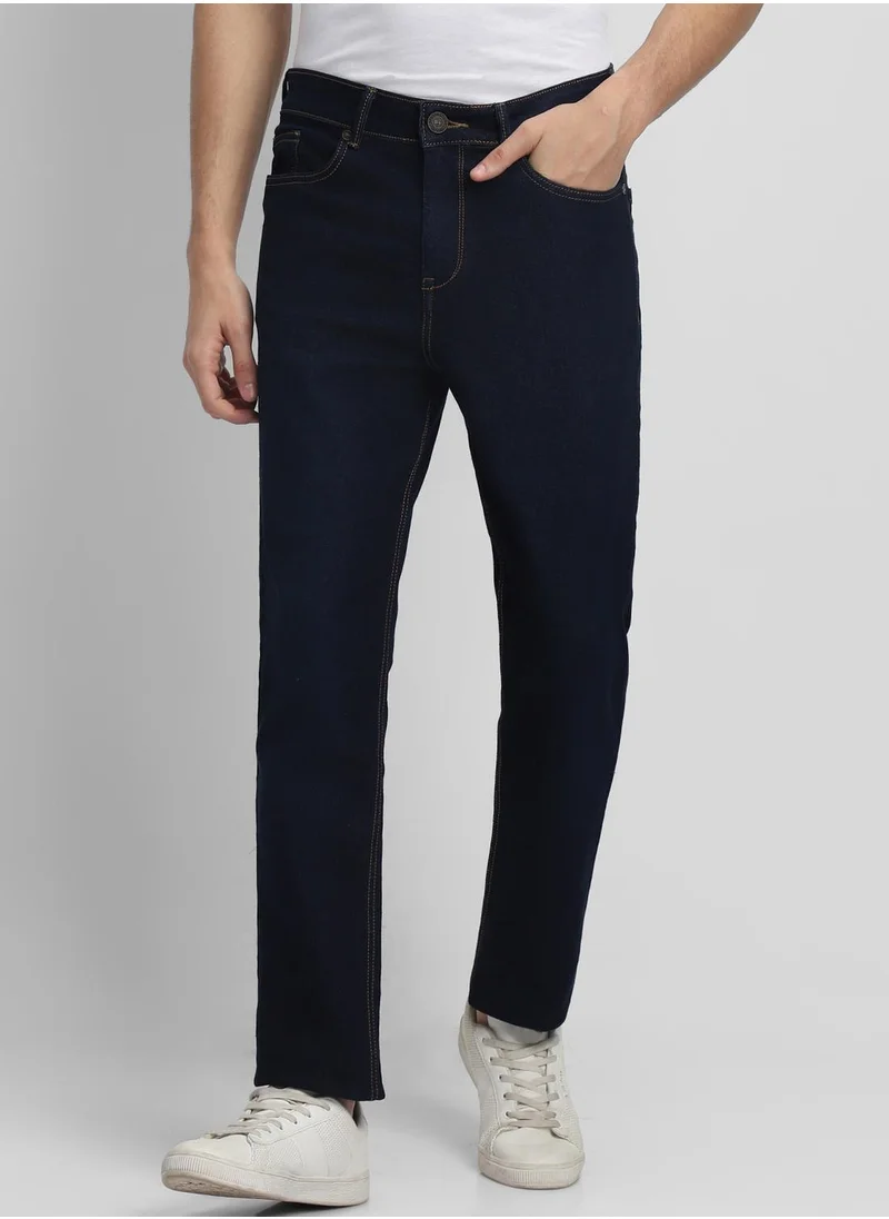 Dennis Lingo Men's Indigo 100% Cotton Solid Full Length Straight Fit Jeans