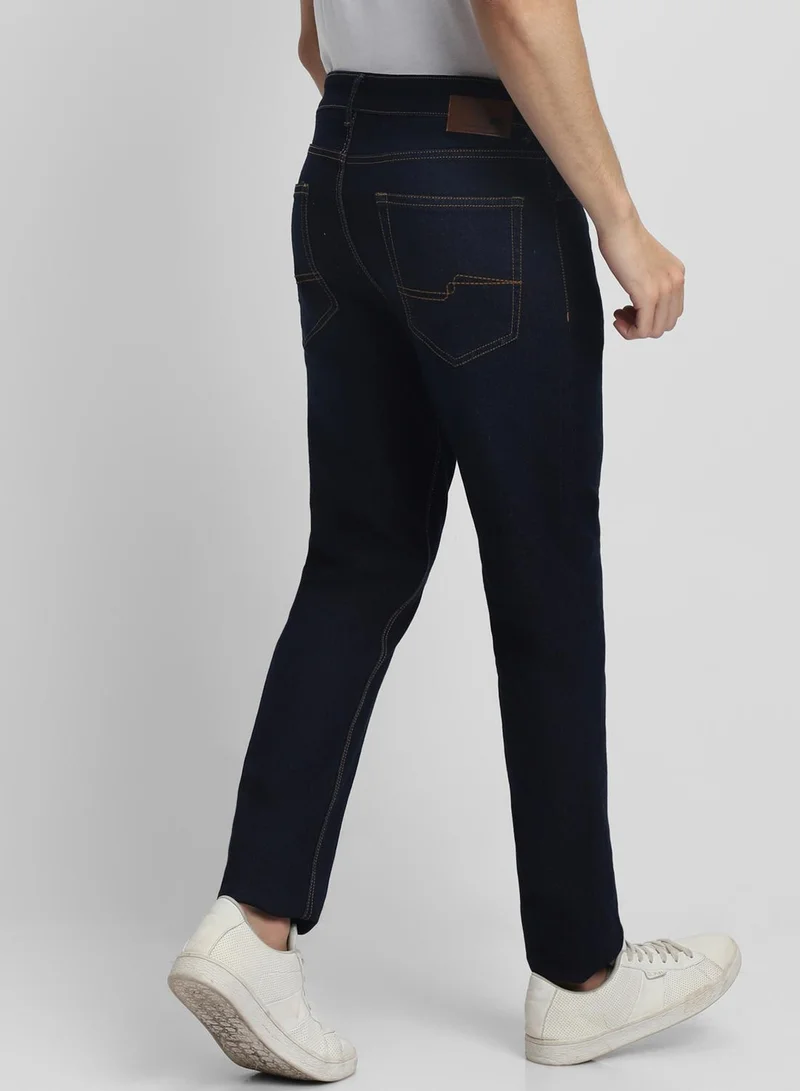 Dennis Lingo Men's Indigo 100% Cotton Solid Full Length Straight Fit Jeans