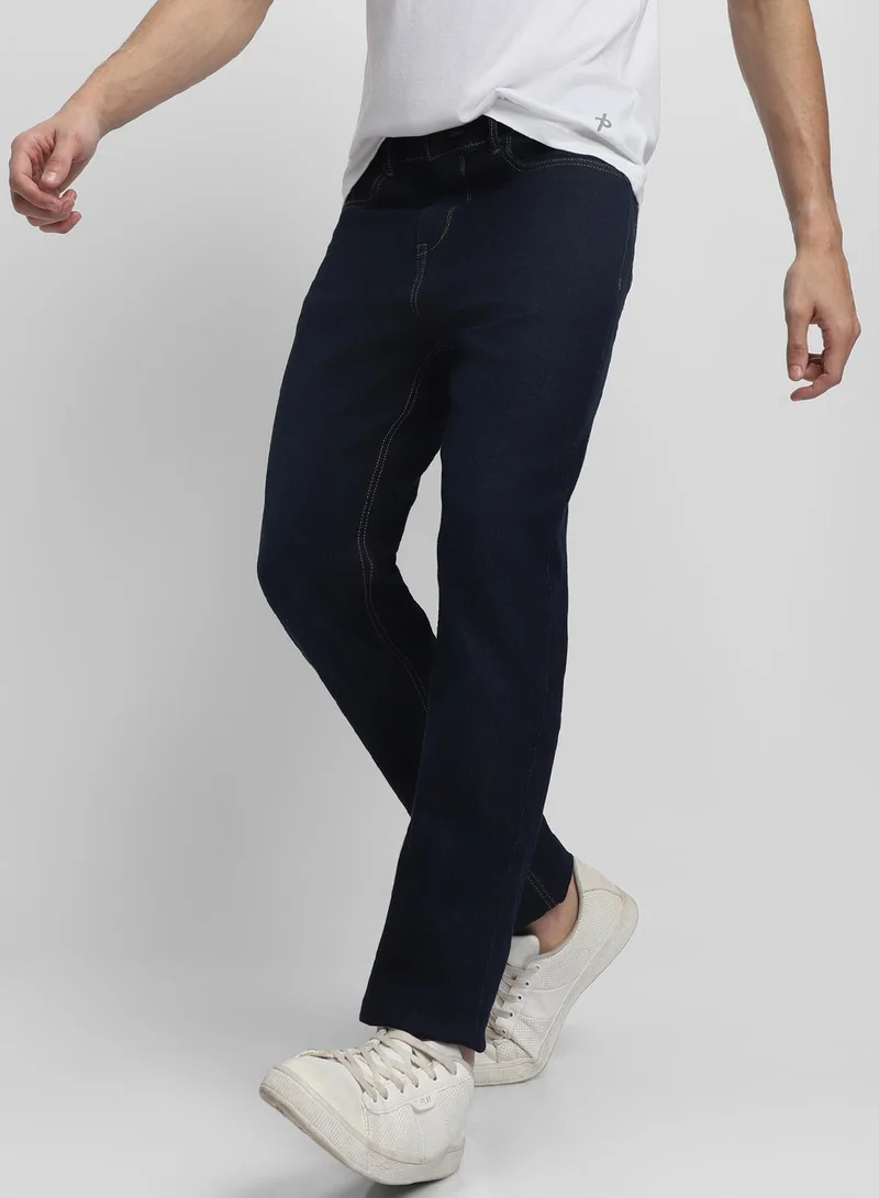 Dennis Lingo Men's Indigo 100% Cotton Solid Full Length Straight Fit Jeans