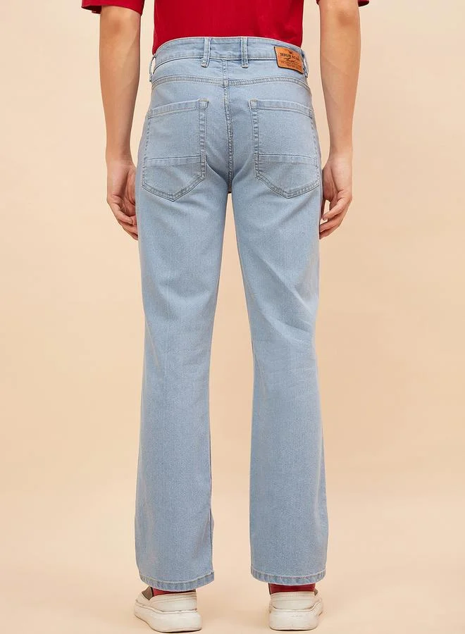 HIGH STAR Mid Rise Light Wash Bootcut Jeans by Styli